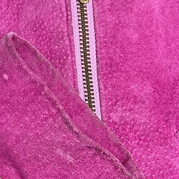 Vintage 80s Bagatelle Sport Pink Leather Midi Dress; Union Made in Canada; Sz 10 - Picture 12 of 15